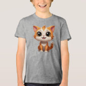 Schattigee Oranje Cat Cartoon Style Character-8973 Tri-Blend Shirt (Voorkant)