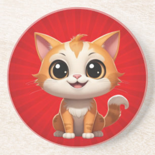 Schattigee Oranje Cat Cartoon Style Character-8973 Zandsteen Onderzetter