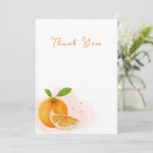 Schattigee Oranje Citrus Sjabloon Baby shower Dank (Staand voorkant)