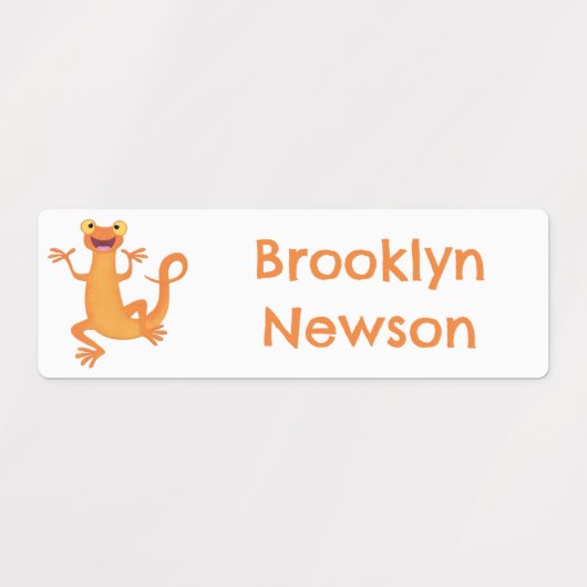 Schattigee oranje Danssalamander gepersonaliseerd Labels (Design 1)
