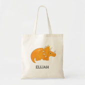 Schattigee Oranje dinosaurus gepersonaliseerde Kin Tote Bag (Voorkant)