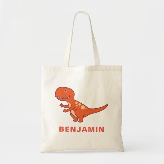 Schattigee Oranje Dinosaurus Kinder Tote Bag (Voorkant)