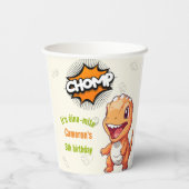 Schattigee Oranje Dinosaurus T-Rex Papieren Bekers (Achterkant)