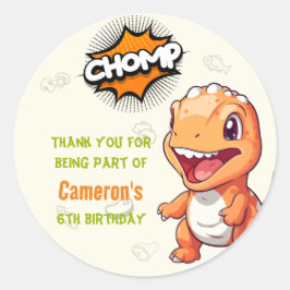 Schattigee Oranje Dinosaurus T-Rex Party Favor Rou Ronde Sticker