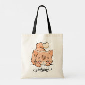 Schattigee Oranje Doddle Cat Lover Meow Monogram Tote Bag (Achterkant)