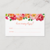 Schattigee Oranje en felroze bloem Hoeveel kussen Informatiekaartje (Voorkant)