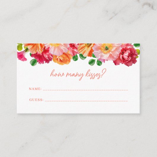 Schattigee Oranje en felroze bloem Hoeveel kussen Informatiekaartje (Voorkant)