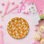 Schattigee Oranje en witte Halloween Ghosts Boo-pa Papieren Bordje (Feest)