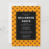 Schattigee Oranje en zwarte spinnen Halloween Part Kaart (Voorkant)