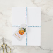 Schattigee Oranje Fruit Daisy Pattern Baby shower Cadeaulabel (Met Touw)