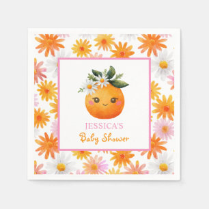 Schattigee Oranje Fruit Pastel Daisies Baby shower Servet