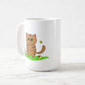 Schattigee Oranje gestreepte kat in groene weide Koffiemok (Voorkant links)