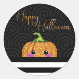 Schattigee oranje glitter pompoen Halloween feestg Ronde Sticker