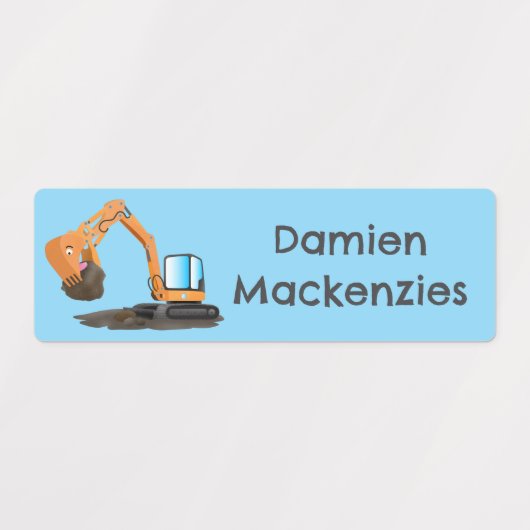 Schattigee oranje graafmachine graaier cartoon gep labels (Design 2)