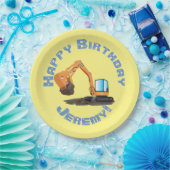 Schattigee oranje graafmachine graaier cartoon gep papieren bordje (Feest)