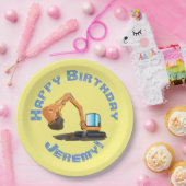 Schattigee oranje graafmachine graaier cartoon gep papieren bordje (Feest)