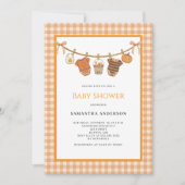 Schattigee Oranje Halloween Clothesline Baby showe Kaart (Voorkant)