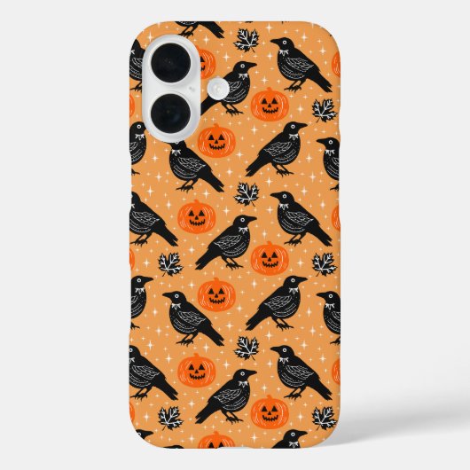 Schattigee Oranje Halloween Crow pompoen Patroon Case-Mate iPhone Case (Achterkant)