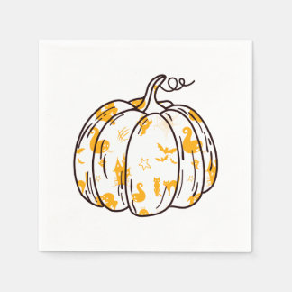 Schattigee Oranje Halloween-pictogrammen in pompoe Servet
