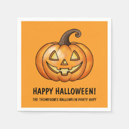 Schattigee Oranje Halloween pompoen met aangepaste Servet