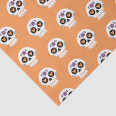 Schattigee oranje Halloween Sugar Skull Tissuepapier (Detail)
