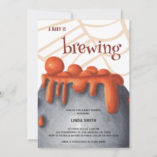 Schattigee Oranje Heks Baby Brewing Baby shower Kaart (Voorkant)