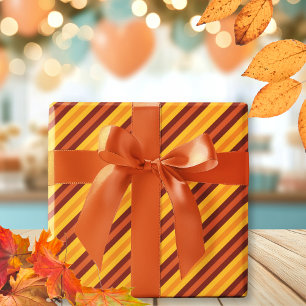 Schattigee oranje Herfst gestreepte patroonpatroon Cadeaupapier