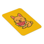 Schattigee Oranje kat die watermeloenmagneet eet | Magneet (Rechterzijde)