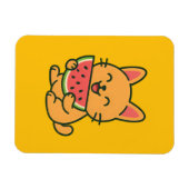 Schattigee Oranje kat die watermeloenmagneet eet | Magneet (Horizontaal)