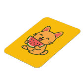 Schattigee Oranje kat die watermeloenmagneet eet | Magneet (Linkerzijde)