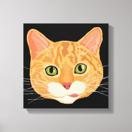 Schattigee Oranje Kat Gezicht Illustratie Canvas Afdruk