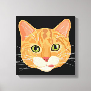 Schattigee Oranje Kat Gezicht Illustratie Canvas Afdruk
