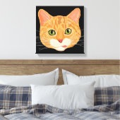 Schattigee Oranje Kat Gezicht Illustratie Canvas Afdruk (Insitu (Slaapkamer))