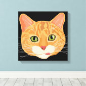 Schattigee Oranje Kat Gezicht Illustratie Canvas Afdruk (Insitu (Houten vloer))