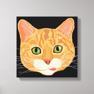 Schattigee Oranje Kat Gezicht Illustratie Canvas Afdruk