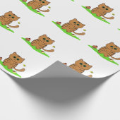 Schattigee Oranje Kat in Green Meadow Wrapping Pap Cadeaupapier (Hoek)