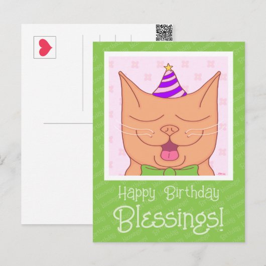 Schattigee Oranje kat met Pet zegeningen Briefkaart (Voorkant / Achterkant)