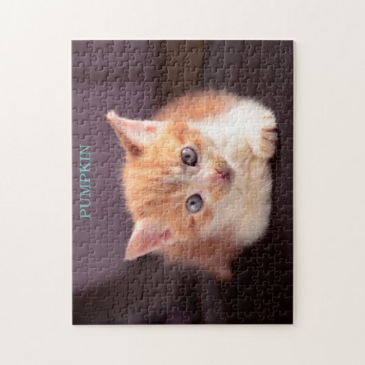 Schattigee Oranje kat op zwarte Ottomaanse Oranje Legpuzzel (Verticaal)