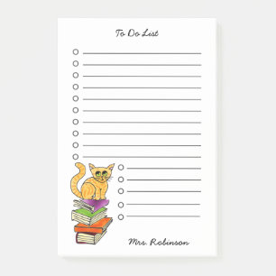 Schattigee Oranje kattenleraar om te doen lijst wi Post-it® Notes