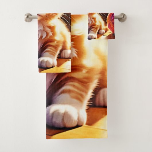 Schattigee Oranje Kitten Art Bad Handdoek (Insitu)