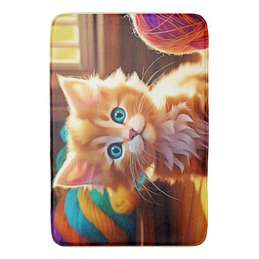 Schattigee Oranje Kitten Art Badmat (Voorkant Verticaal)