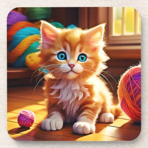Schattigee Oranje Kitten Art Bier Onderzetter