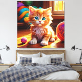 Schattigee Oranje Kitten Art Canvas Afdruk (Insitu (Slaapkamer))