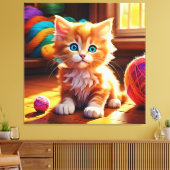 Schattigee Oranje Kitten Art Canvas Afdruk (Insitu (Woonkamer))