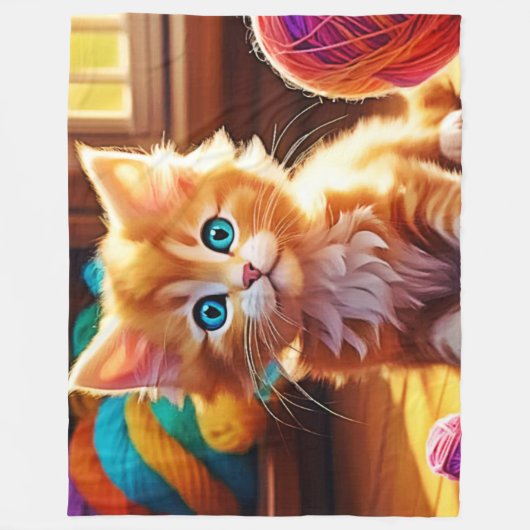 Schattigee Oranje Kitten Art Fleece Deken (Voorkant)