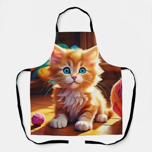Schattigee Oranje Kitten Art Schort (Voorkant)