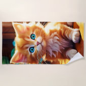 Schattigee Oranje Kitten Art Strandlaken (Voorkant)