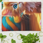 Schattigee Oranje Kitten Art Theedoek (Gevouwen)