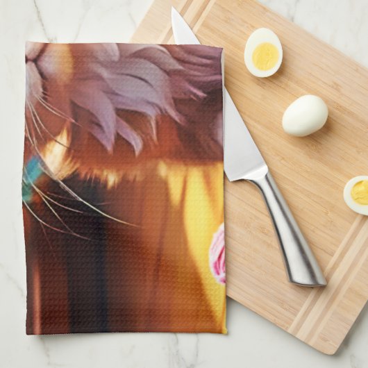 Schattigee Oranje Kitten Art Theedoek (Quarter Fold)