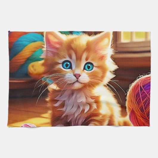 Schattigee Oranje Kitten Art Theedoek (Horizontaal)